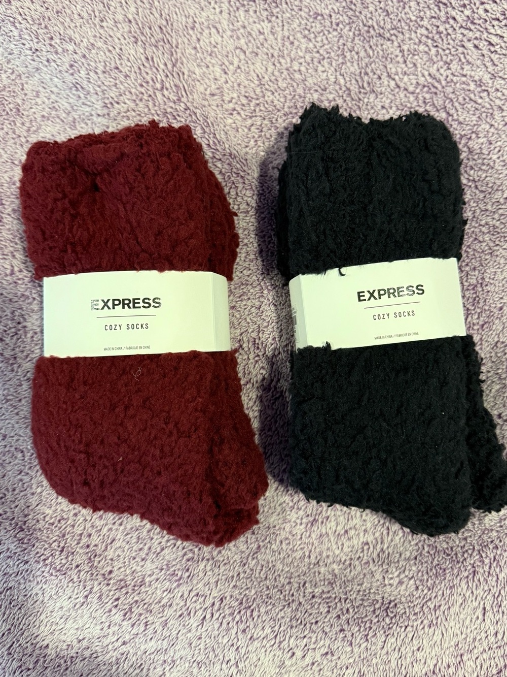 Express Cozy Socks - Burgundy and Black Pairs